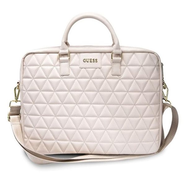 Guess Quilted Pink usnjena torba do 16" prenosnike