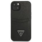 Guess zaščitni ovitek Saffiano Triangle Logo Cardslot Black