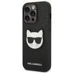 Karl Lagerfeld zaščitni ovitek Black Saffiano Choupette Head Patch iPhone 14 Pro Max