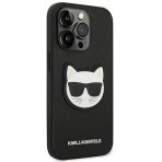 Karl Lagerfeld zaščitni ovitek Black Saffiano Choupette Head Patch iPhone 14 Pro Max