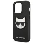 Karl Lagerfeld zaščitni ovitek Black Saffiano Choupette Head Patch iPhone 14 Pro Max