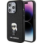 Karl Lagerfeld zaščitni ovitek Glitter Ikonik Metal Logo Black iPhone 15 Pro