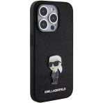 Karl Lagerfeld zaščitni ovitek Glitter Ikonik Metal Logo Black iPhone 15 Pro