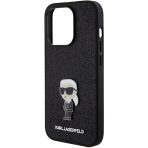 Karl Lagerfeld zaščitni ovitek Glitter Ikonik Metal Logo Black iPhone 15 Pro Max