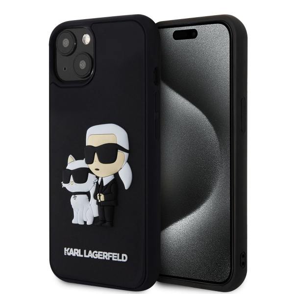 Karl Lagerfeld zaščitni ovitek Iconic Karl Choupette Ikonik 3D Black iPhone 15