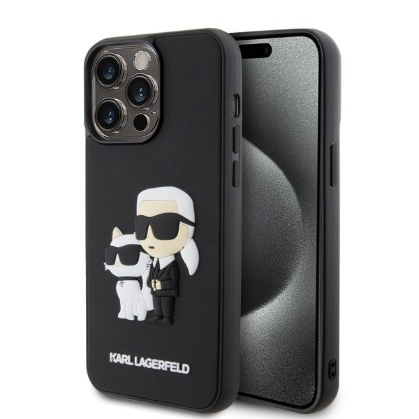 Karl Lagerfeld zaščitni ovitek Iconic Karl Choupette Ikonik 3D Black iPhone 15 Pro Max