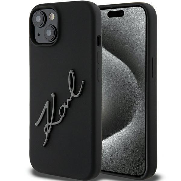 Karl Lagerfeld zaščitni ovitek Silicone Karl Script Black iPhone 15