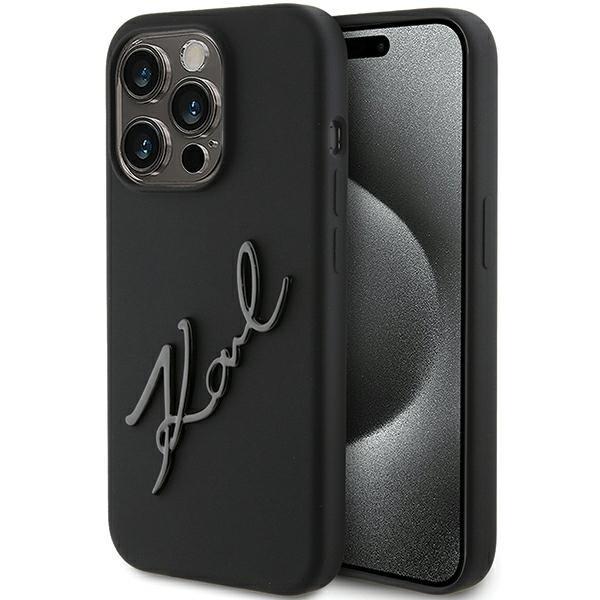 Karl Lagerfeld zaščitni ovitek Silicone Karl Script Black iPhone 15 Pro