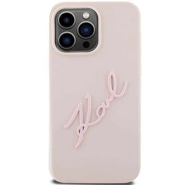 Karl Lagerfeld zaščitni ovitek Silicone Karl Script Pink iPhone 15 Pro Max