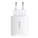 Stenski polnilec Baseus 2x USB + 1x Type C