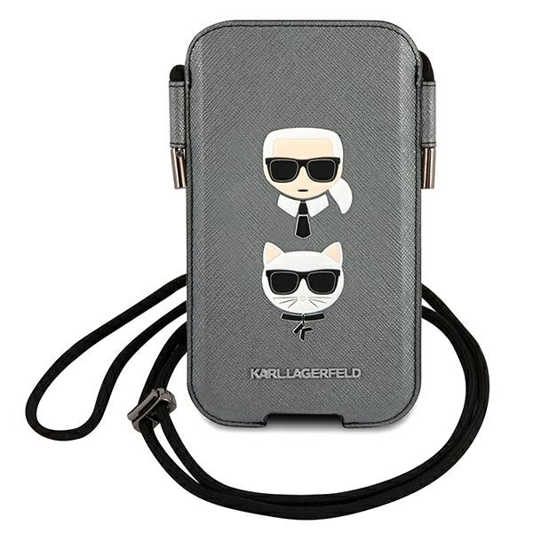 Torbica za mobilni telefon Karl Lagerfeld Saffiano Ikonik Karl&Choupette